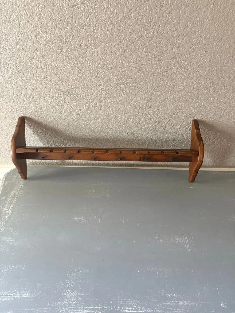 Vintage Solid Wood Spoon Display Wall Shelf Rack Teacup Saucer Collector 23”